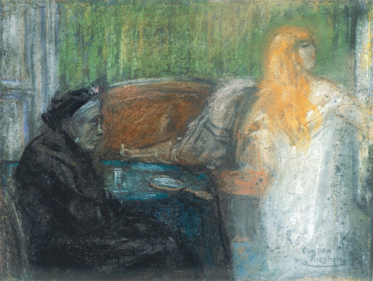 Mère Van Mieghem rêvant (Vanitas) - Eugeen van Mieghem