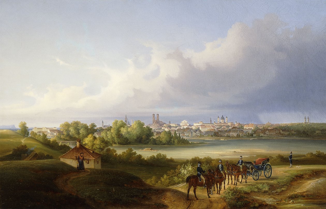 Vue de Munich et de la rivière Isar, 1838 - Eugen Adam