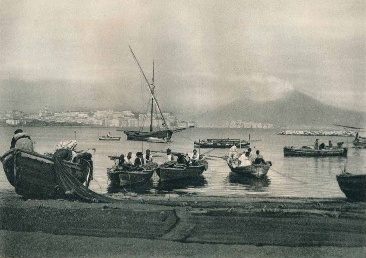 Pêcheurs partant en mer, Naples, Italie, 1927 - Eugen Poppel