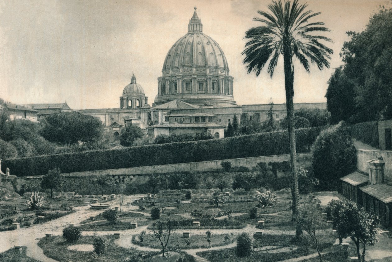 Jardins du Vatican et dôme de la basilique Saint-Pierre, Rome, Italie, 1927 - Eugen Poppel