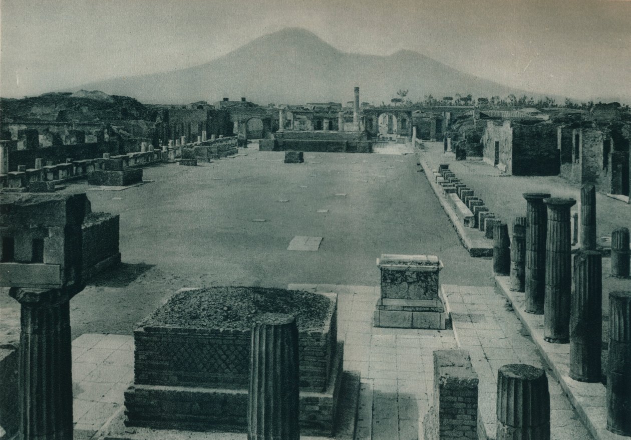 Vue du forum avec le mont Vésuve au loin, Pompéi, Italie (1927) - Eugen Poppel