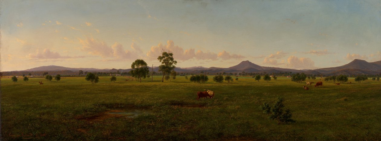 Vue des Alpes de Gippsland, depuis Bushy Park sur la rivière Avon - Eugene von Guérard