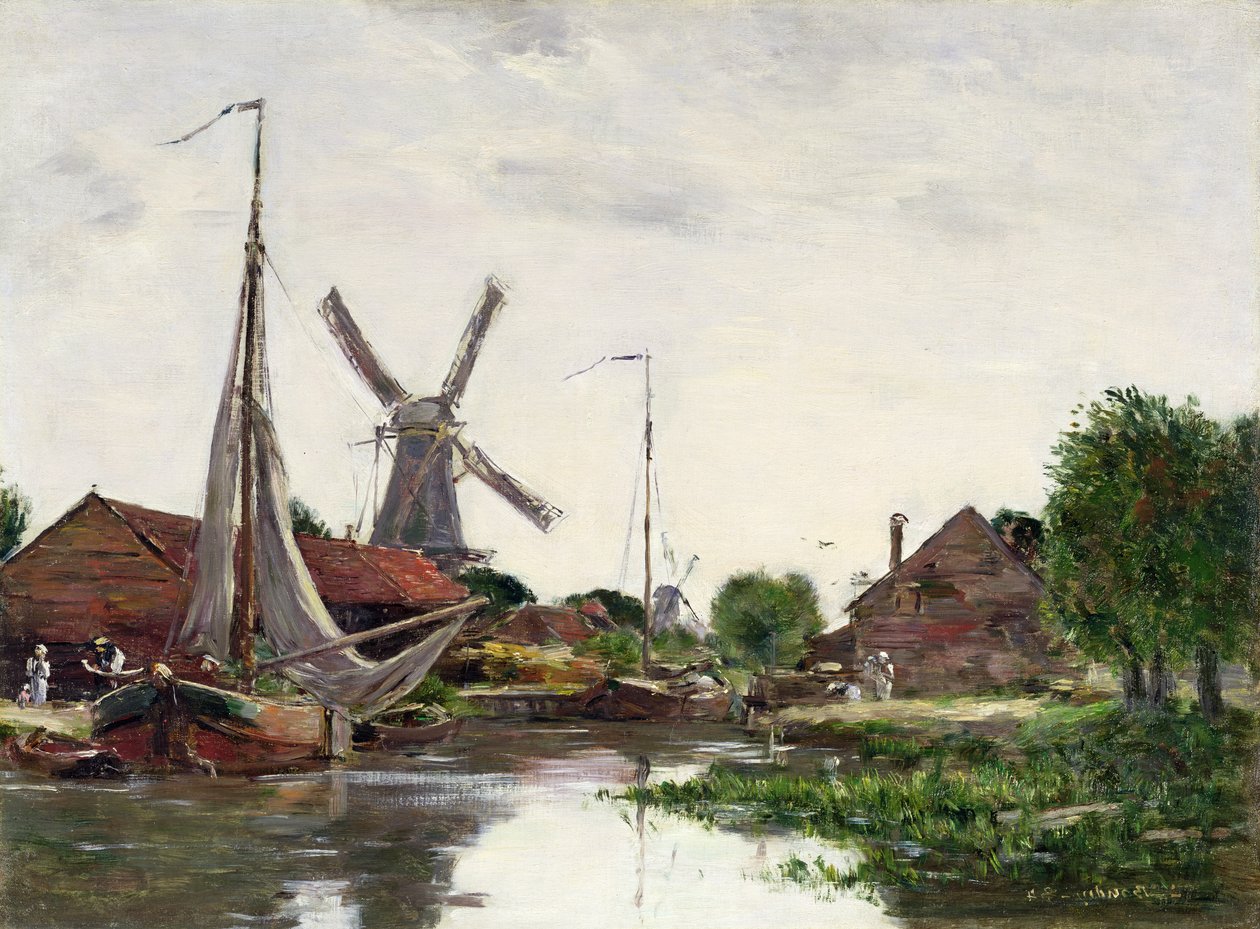 Dordrecht, Moulin à vent sur la Meuse - Eugene Louis Boudin