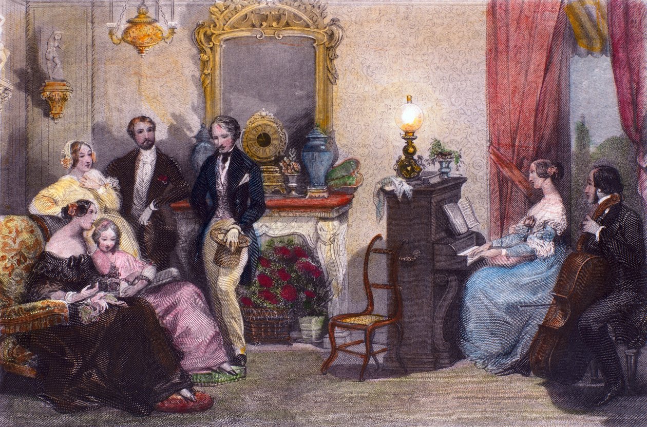 Concert familial, scène de En été à Paris par Jules Janin - Eugene Louis Lami
