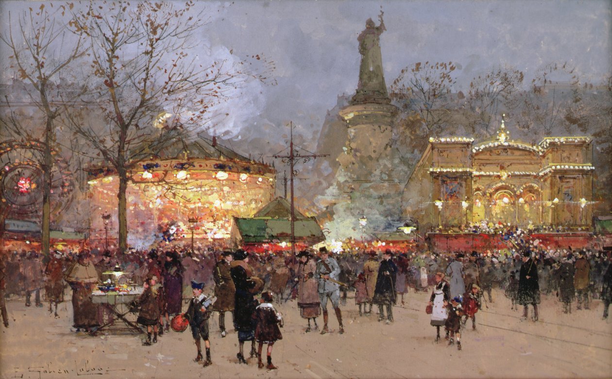 Fête, sur la place de la République, Paris - Eugene Galien Laloue