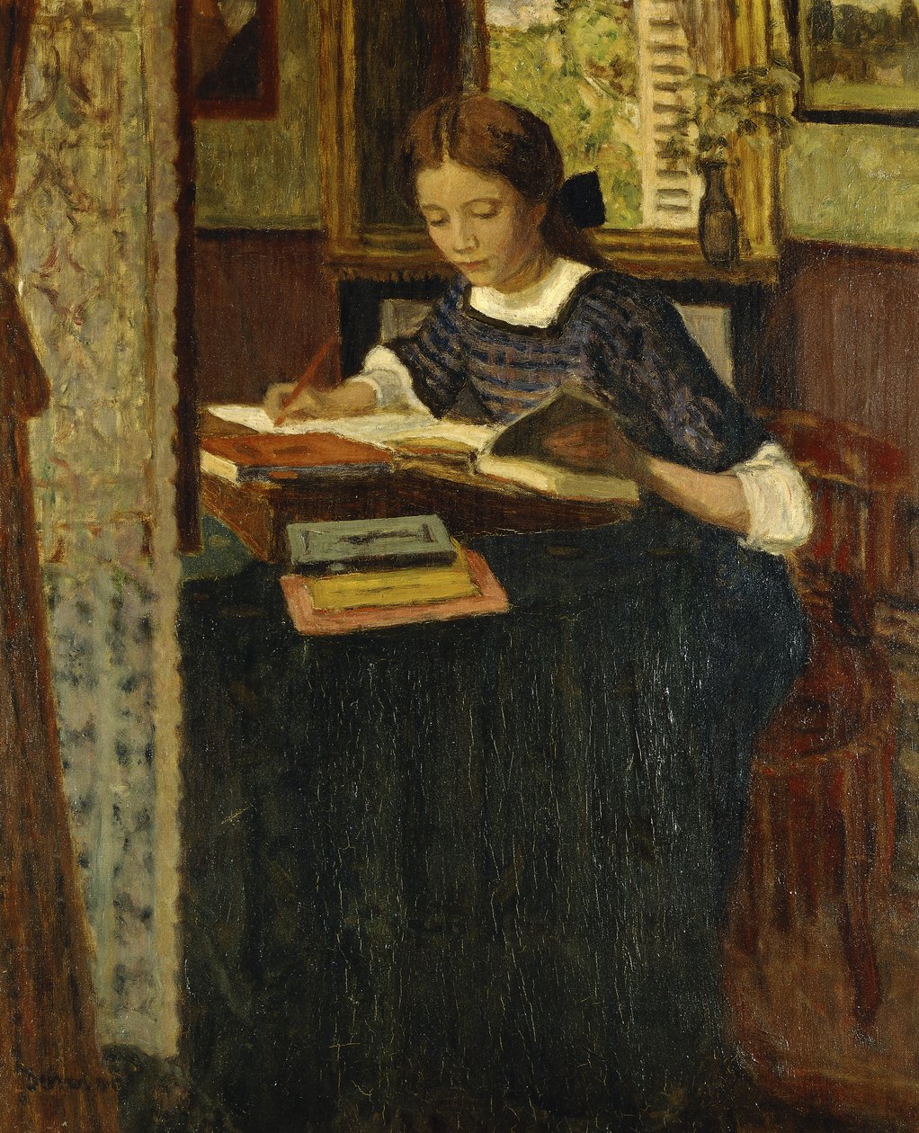 Jeune fille écrivant - Eugene Antoine Durenne