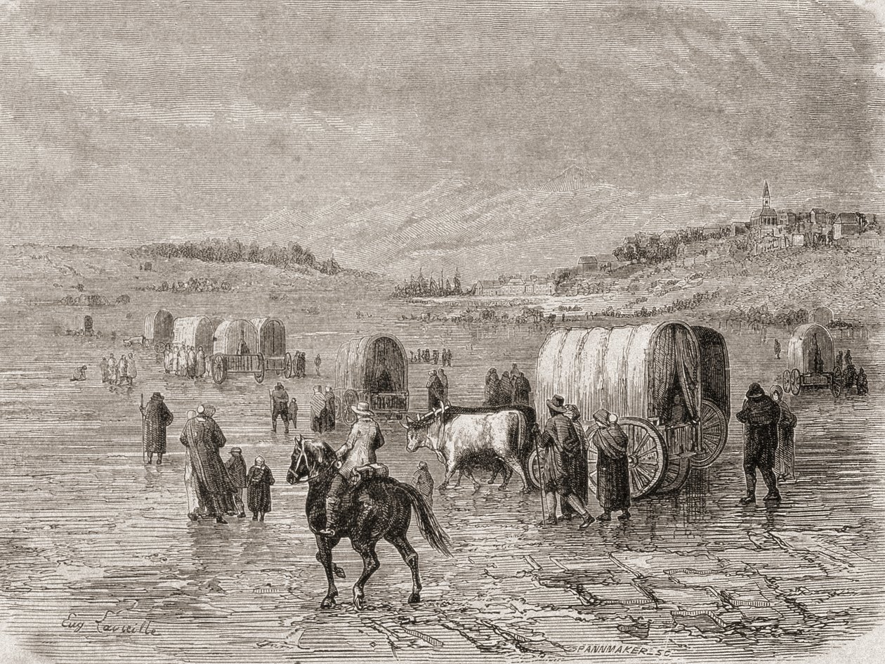 Un convoi de chariots en route vers l