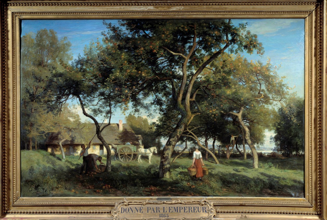 Cueillette des pommes en Normandie en 1865 - Eugene Antoine Samuel Lavieille