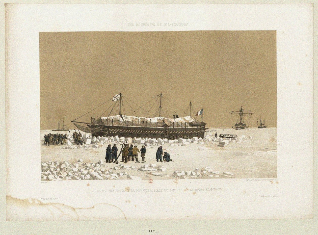 La batterie flottante Tonnante dans la glace près de Kinburn - Eugene Ciceri