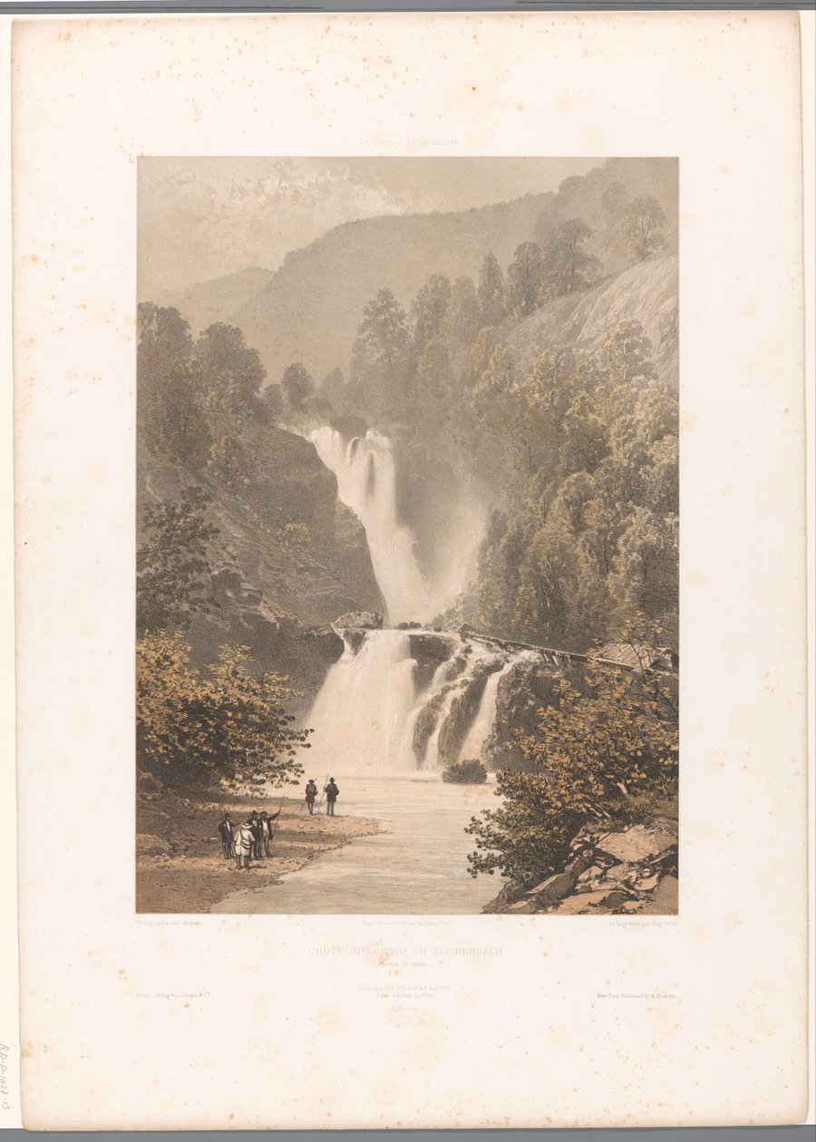 Promeneurs avec vue sur la cascade de Reichenbach - Eugene Ciceri