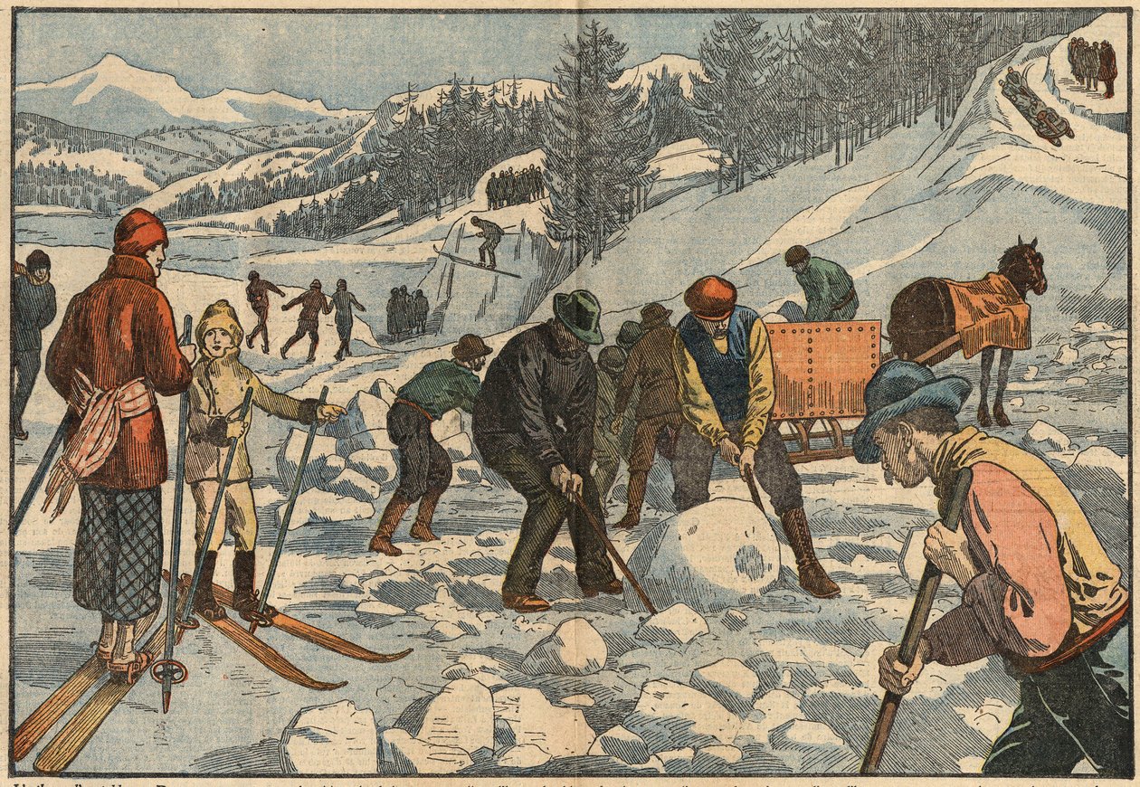 Les habitants des Alpes collectent des blocs de glace en hiver pour l