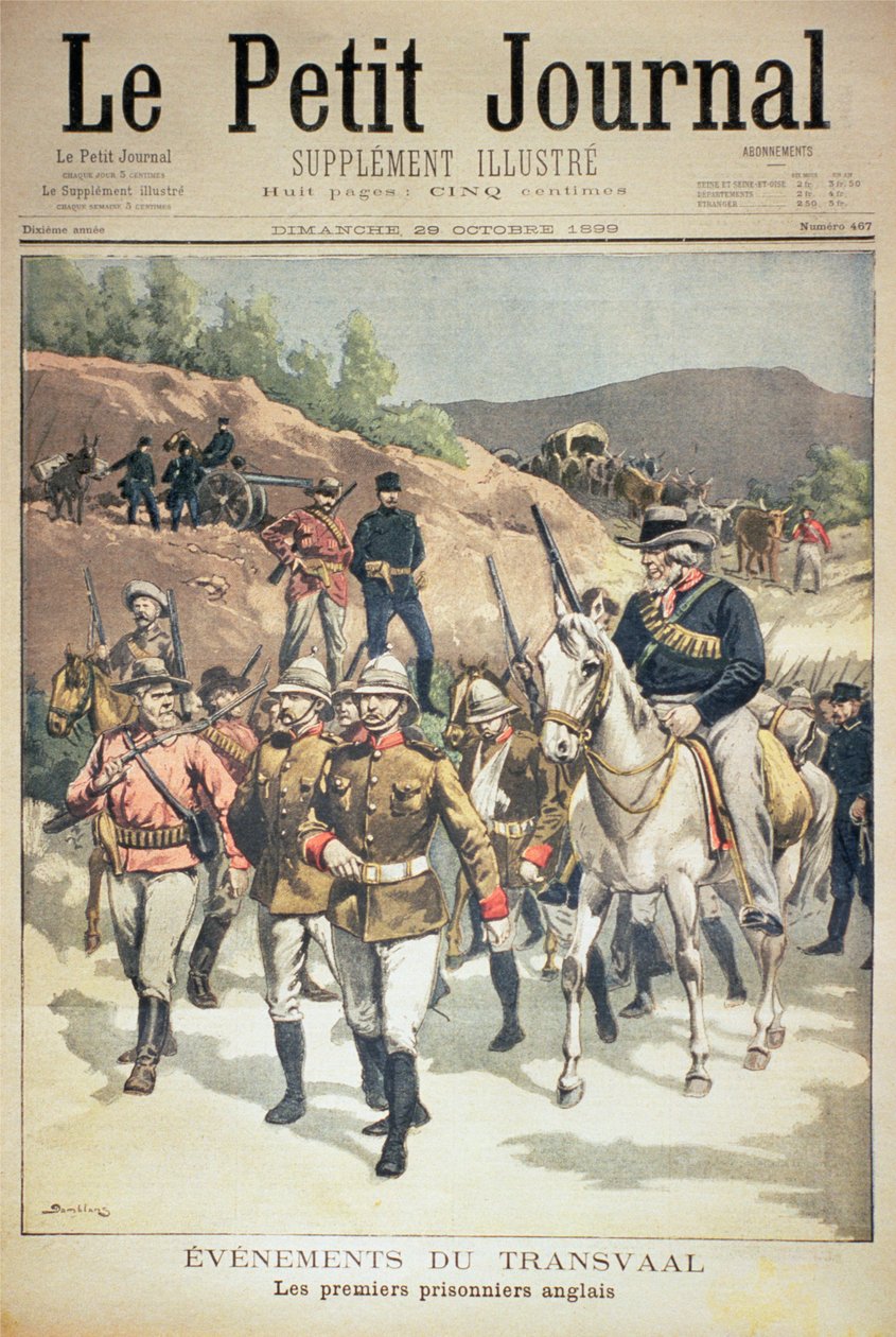 Événements au Transvaal : les premiers prisonniers anglais, couverture de Le Petit Journal, 29 octobre 1899 - Eugene Damblans