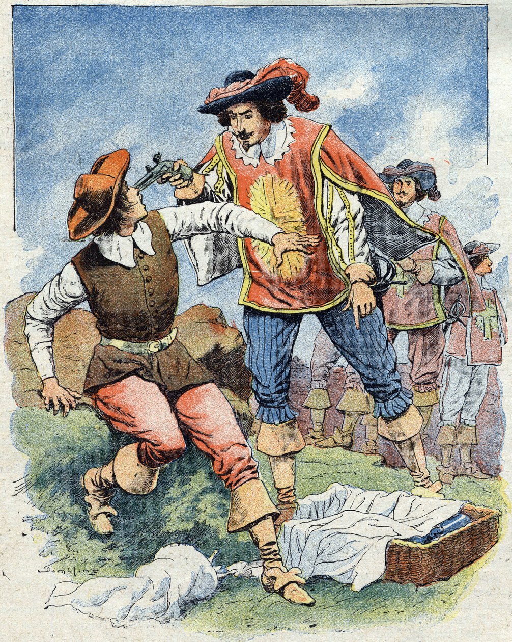 Illustration pour "Les Trois Mousquetaires" (The Three Musketeers) - Eugene Damblans