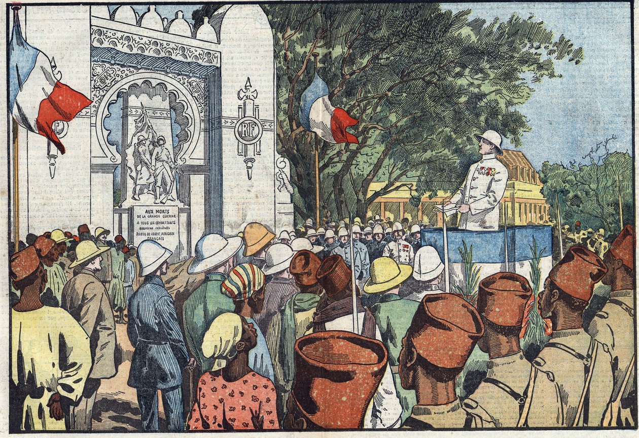 Inauguration à Dakar, par André Maginot (1877-1932), ministre des Colonies, du monument aux trente mille morts de l