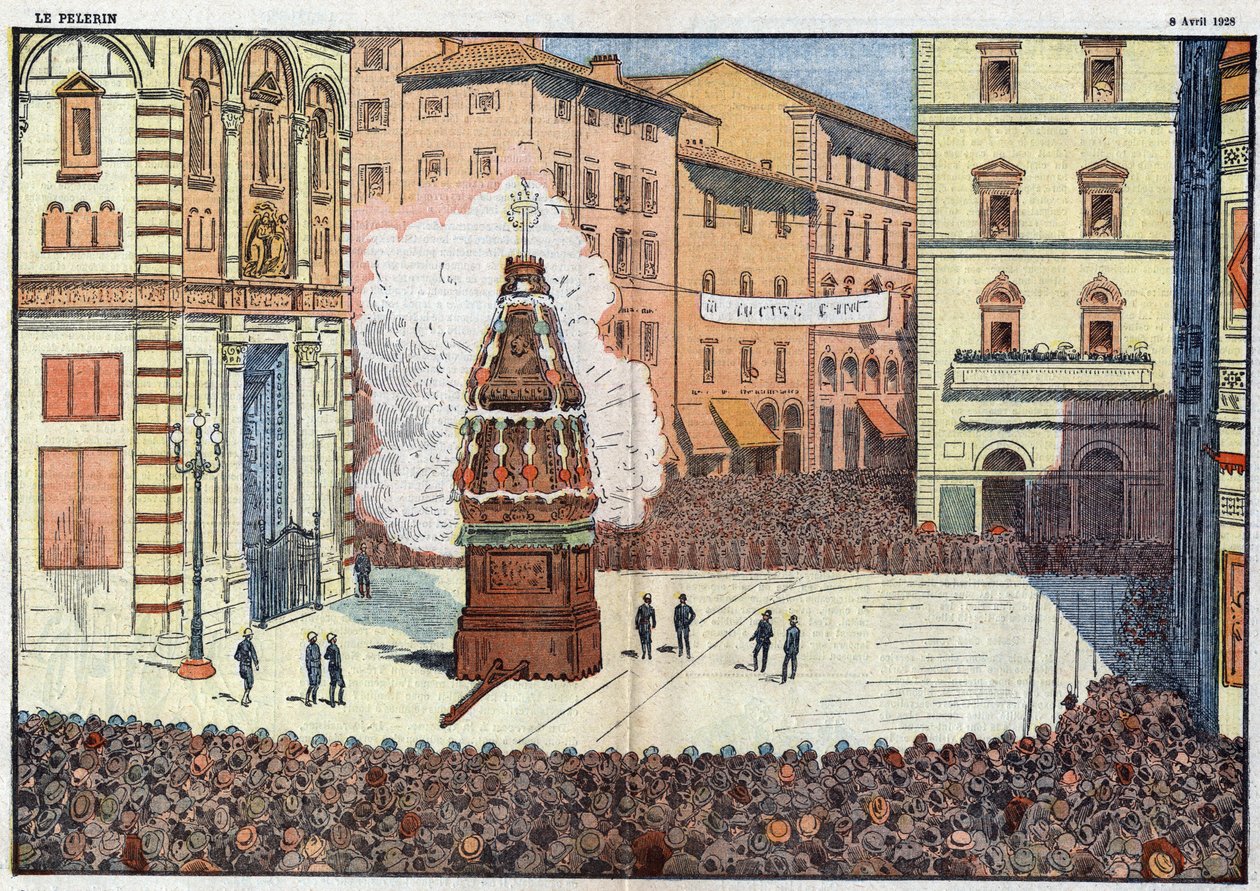 Scoppio del Carro (explosion du char) événement folklorique de la ville de Florence - illustration par Damlans d