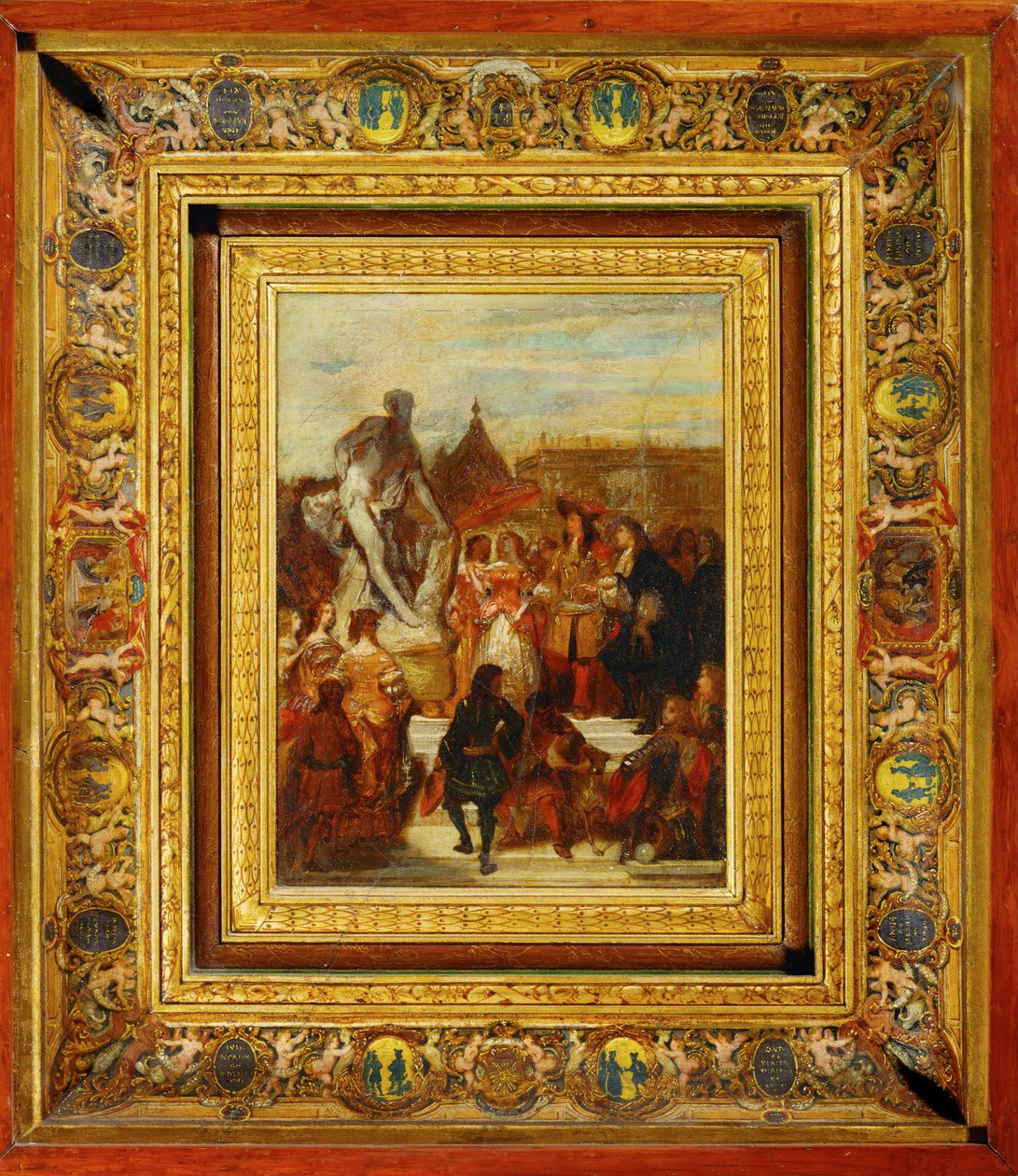 Dans les jardins de Versailles, Puget présente sa statue de Milon de Croton au roi Louis XIV ... - Eugene Deveria