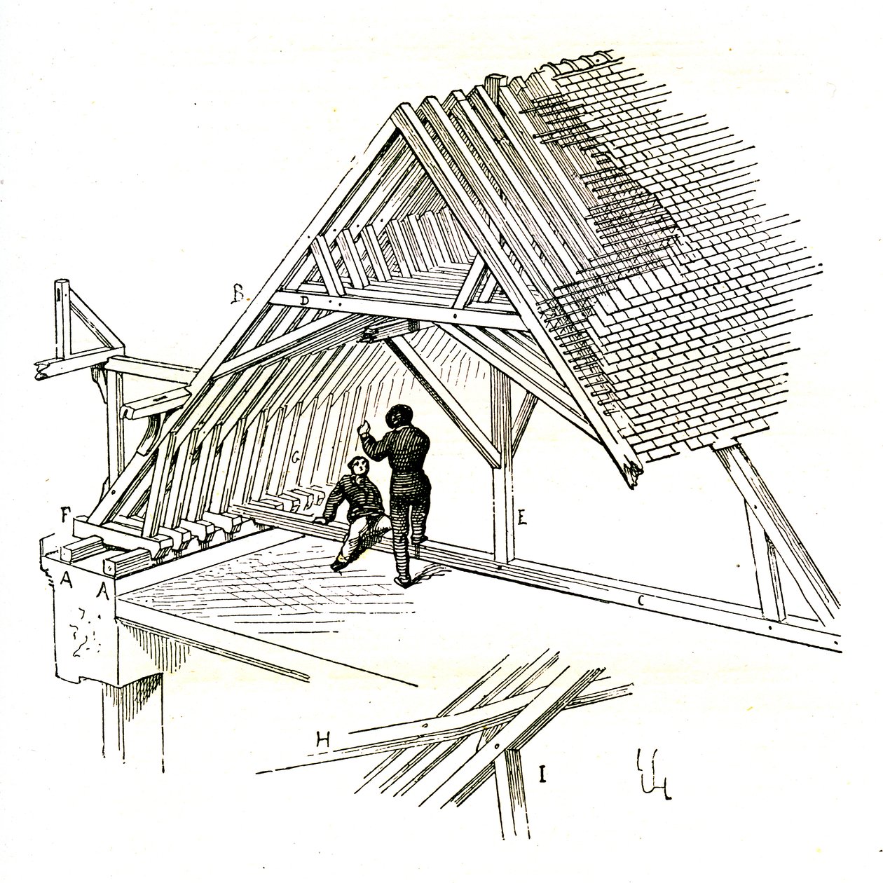 Viollet-Le-Duc montre deux figures étudiant un cadre - Eugene Emmanuel Viollet le Duc