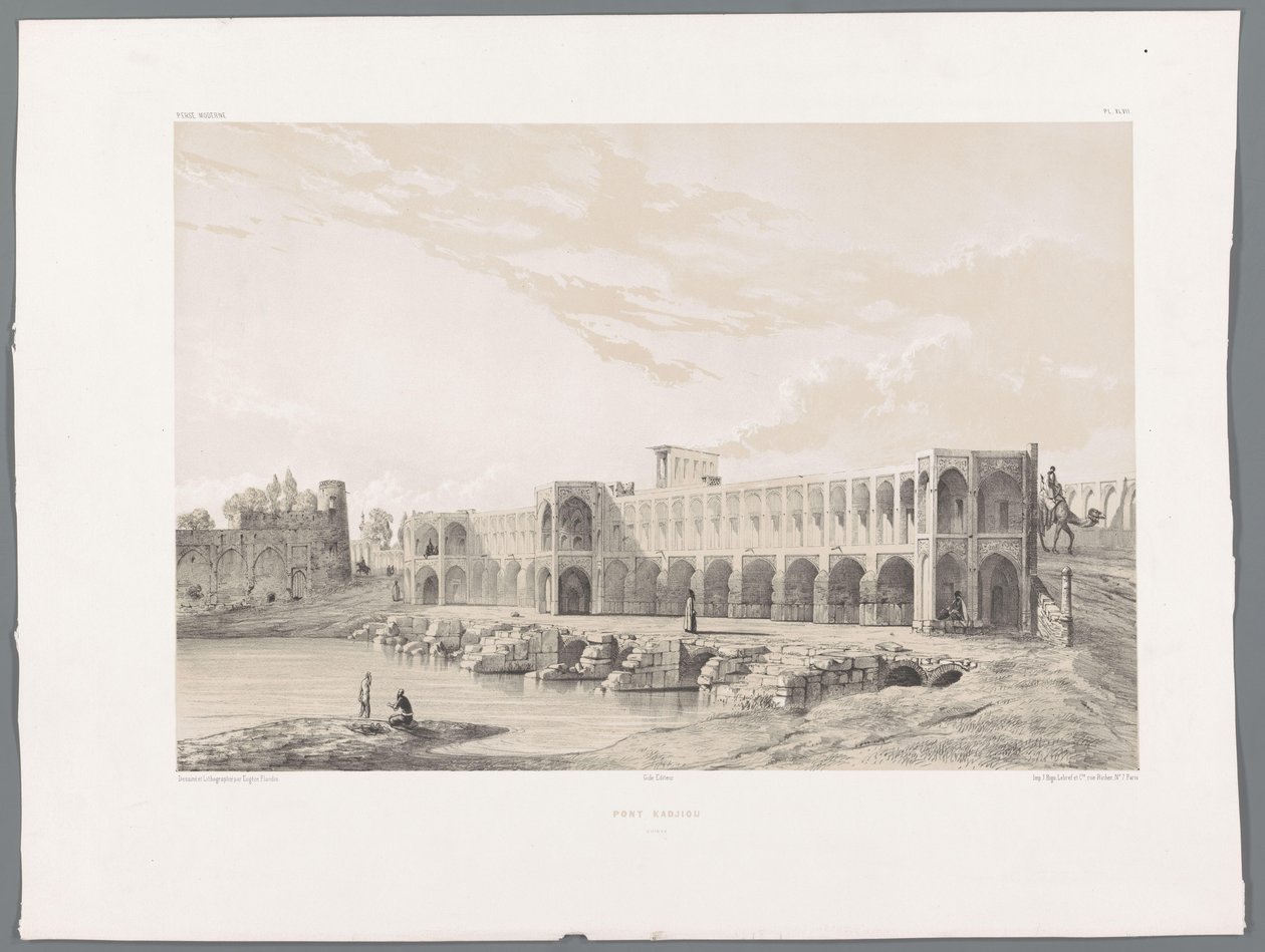 Pont Khaju à Ispahan - Eugene Flandin