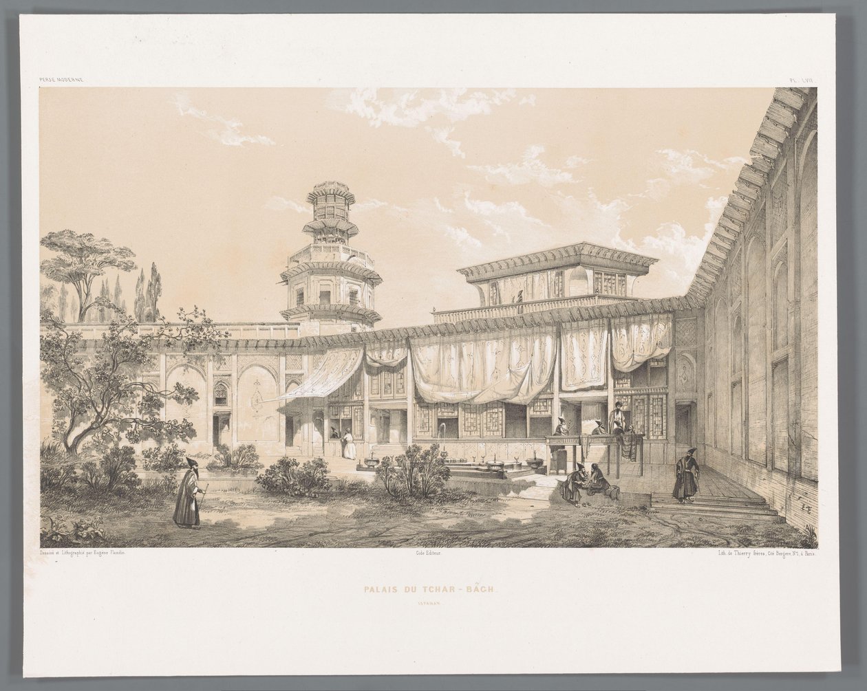 Palais Char Bagh à Ispahan - Eugene Flandin