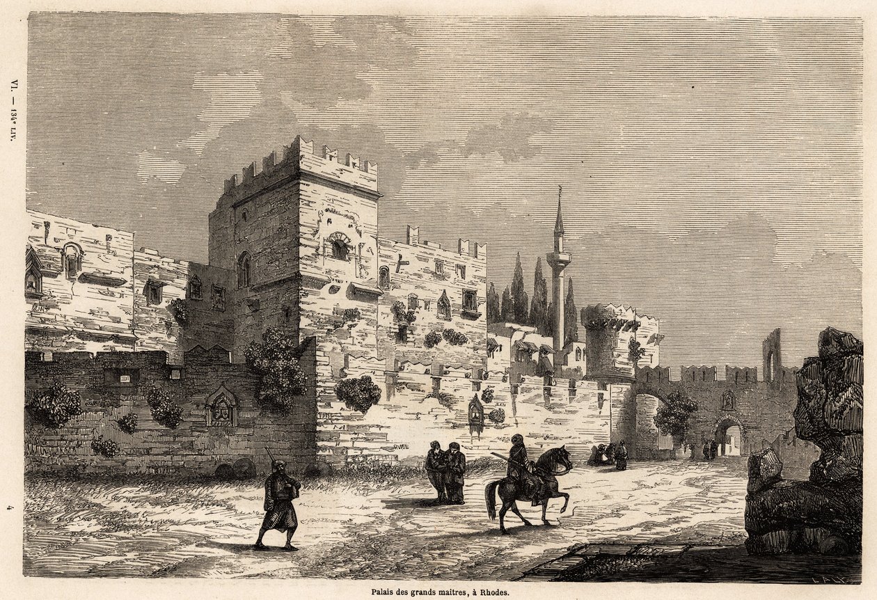 Le palais des grands maîtres à Rhodes, dessin d