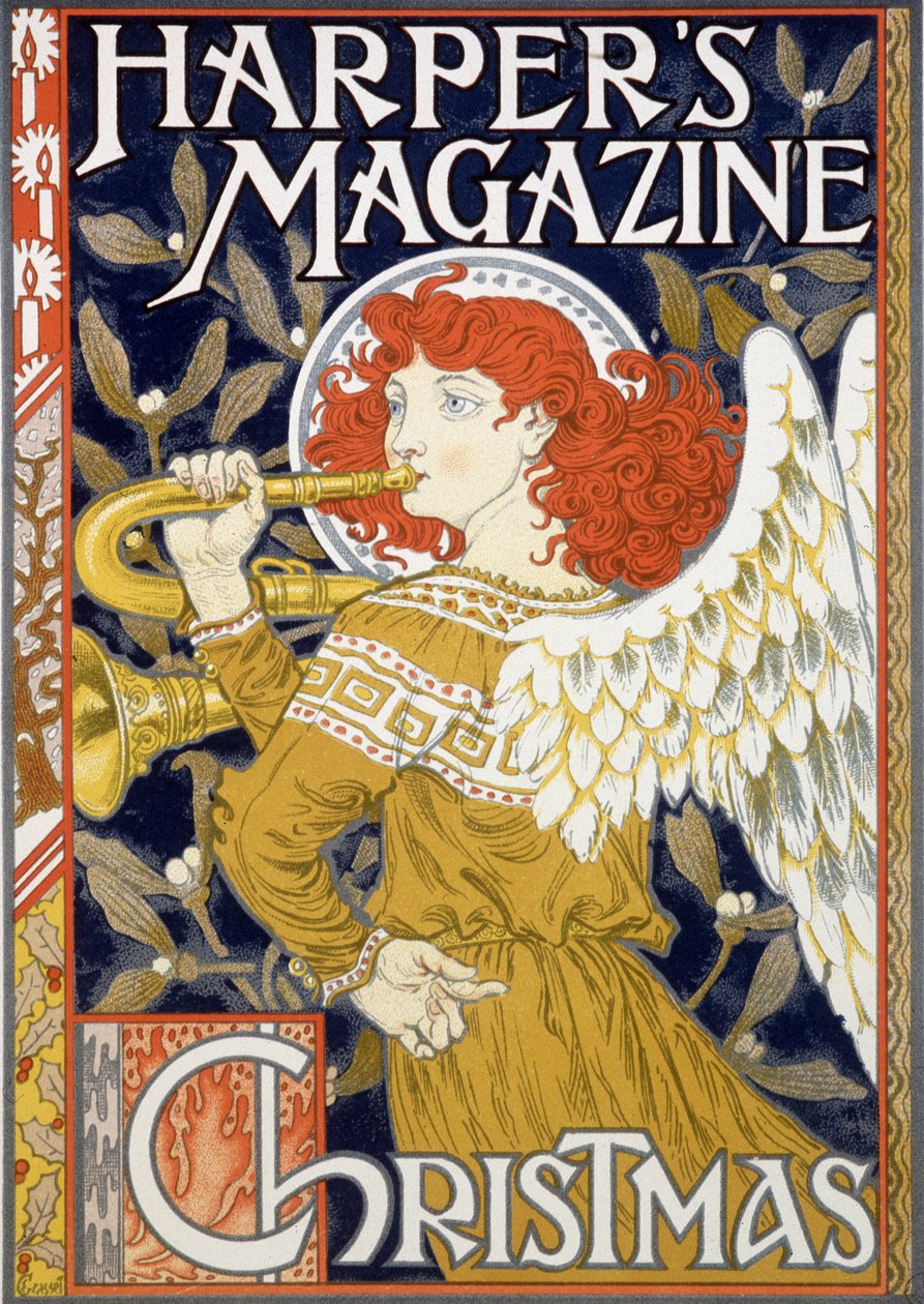 Ange sonnant de la trompette - Affiche de Noël américaine pour Harper
