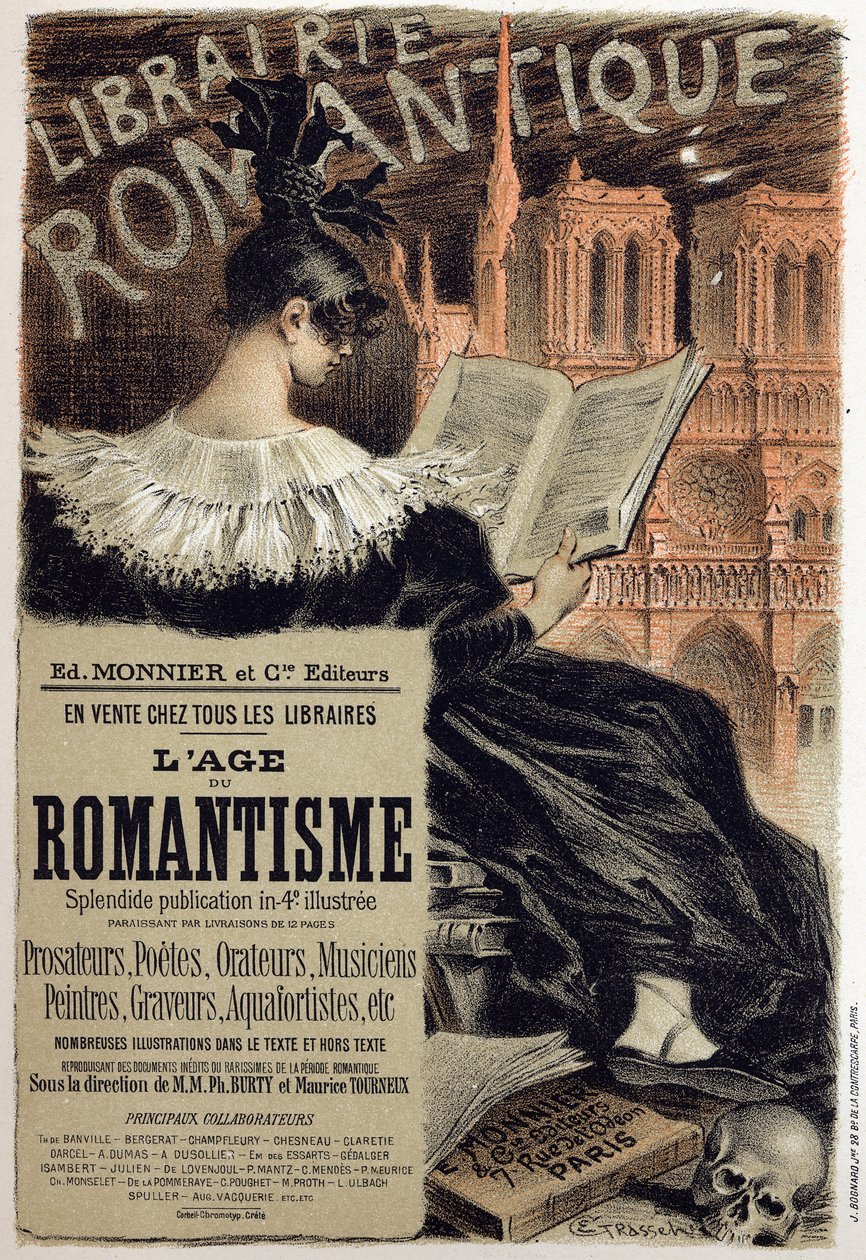 Littérature. Librairie romantique. Affiche par Eugène Grasset pour l
