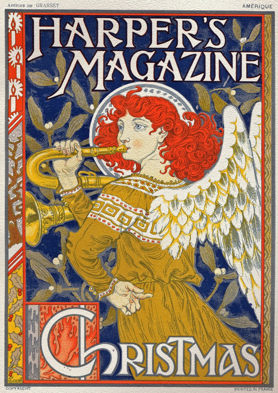Religion. Ange de Noël. Affiche par Eugène Grasset pour Harper