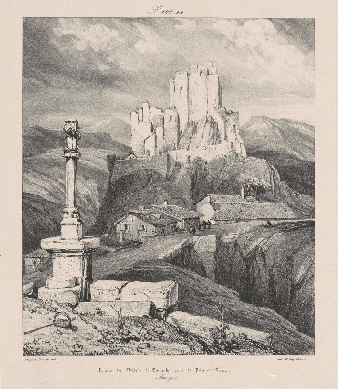 Ruines du Chateau de Bouzols Pres du Puy en Delay - Eugene Isabey