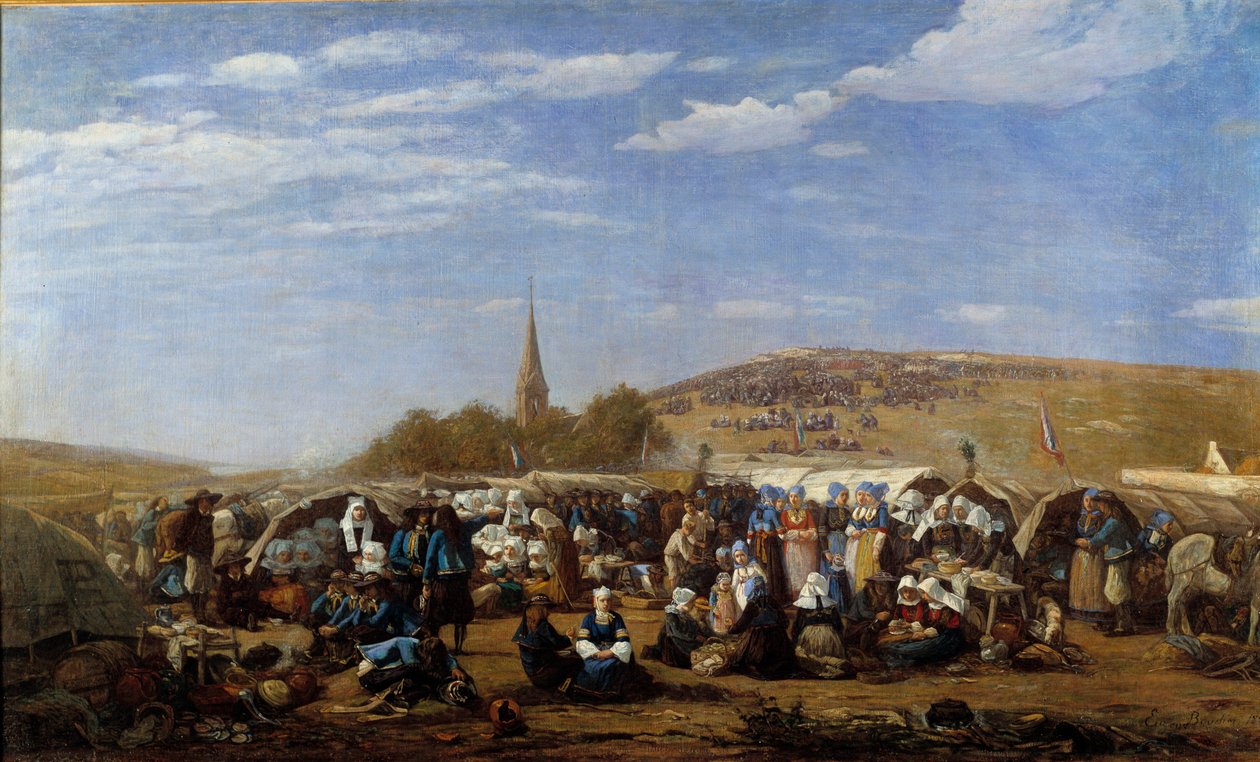 Un pardon à Sainte-Anne-la-Palud en 1858 Célébration religieuse en Bretagne - Eugene Louis Boudin