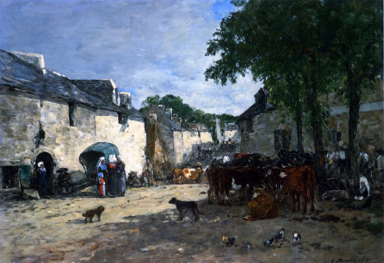 Marché aux bestiaux à Daoulas, Bretagne - Eugene Louis Boudin