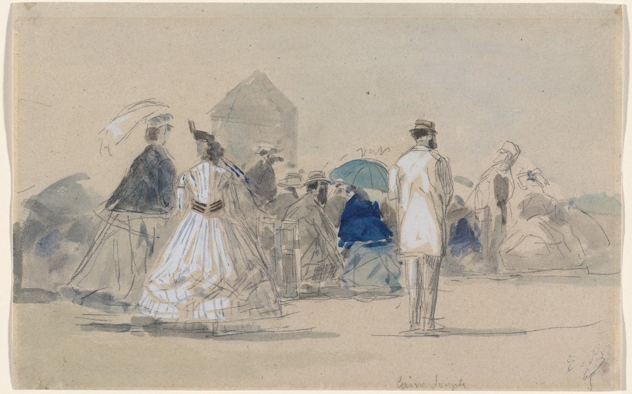 Crinolines sur la plage, c. 1865 - Eugene Louis Boudin