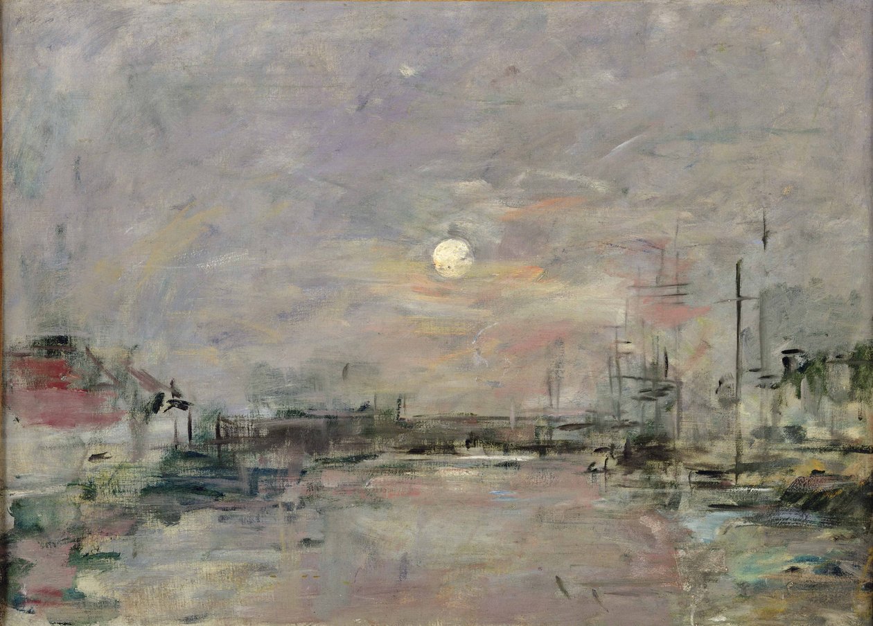 Crépuscule sur le quai commercial au Havre - Eugene Louis Boudin