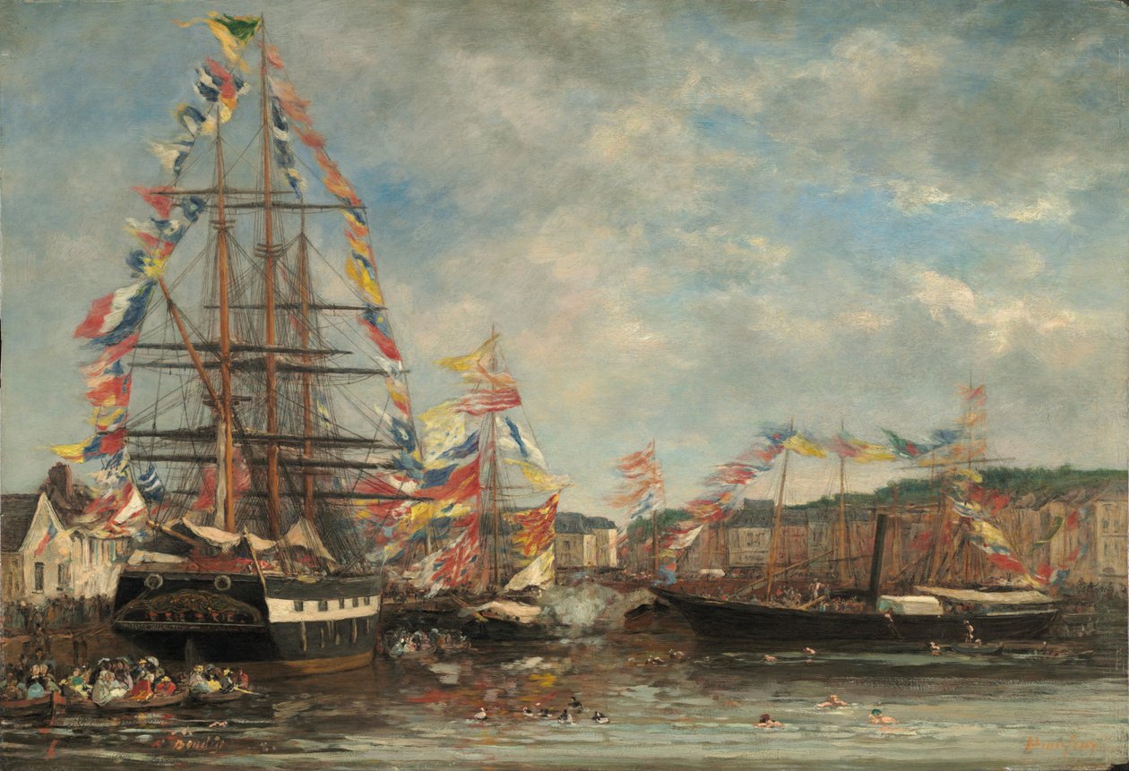 Festival dans le port de Honfleur - Eugene Louis Boudin