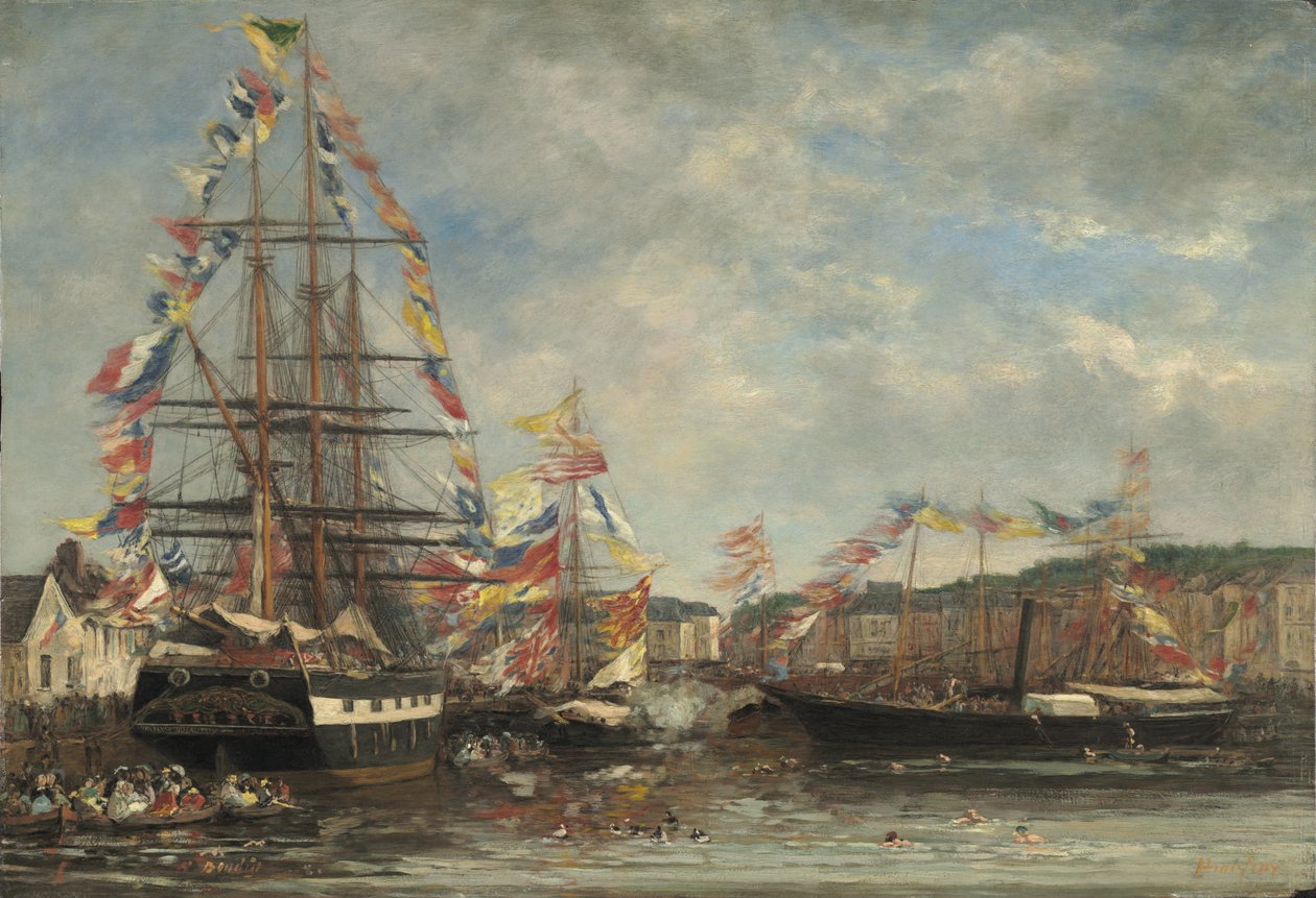 Festival dans le port de Honfleur, 1858 - Eugene Louis Boudin