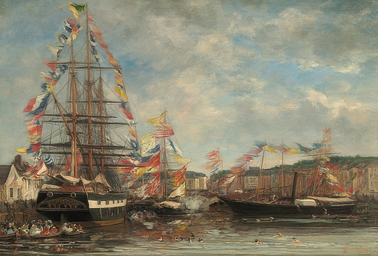 Jour de fête dans le port de Honfleur. 1858 - Eugene Louis Boudin