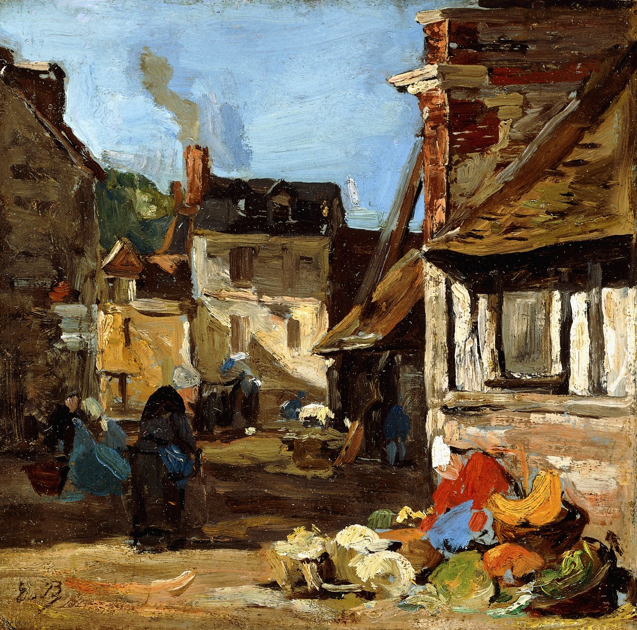 Honfleur, place du marché Sainte-Catherine, 1867-1870 - Eugene Louis Boudin