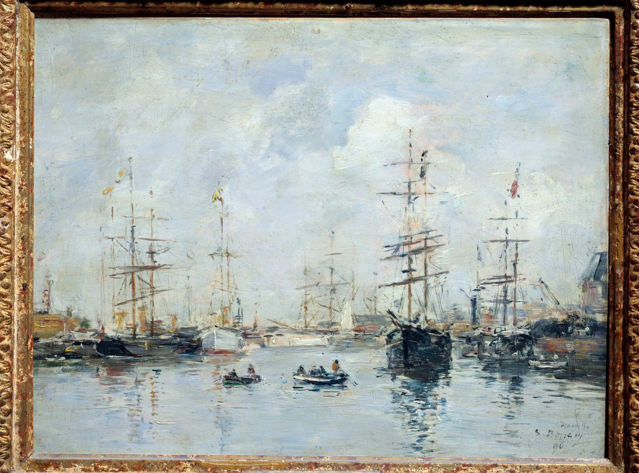 Voiliers au port, Deauville en 1896 - Eugene Louis Boudin