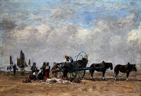 Le Chariot de Poisson, Berck, vers 1880 - Eugene Louis Boudin