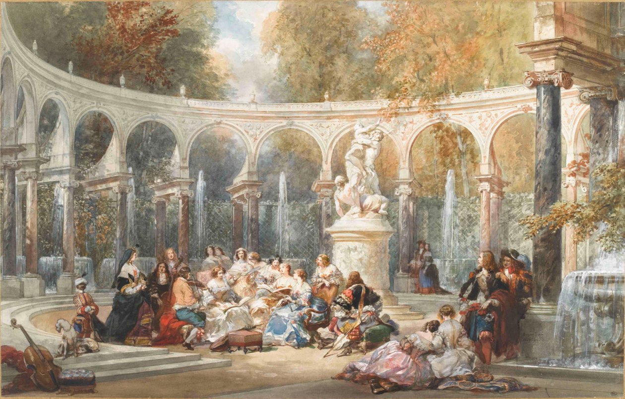Société au Bosquet de la Colonnade dans le jardin de Versailles - Eugene Louis Lami