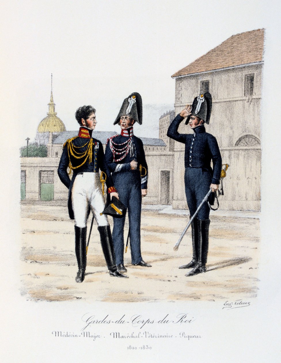 Gardes-du-Corps du Roi, Médecin-Major, Maréchal-Vétérinaire et Piqueur - Eugene Titeux
