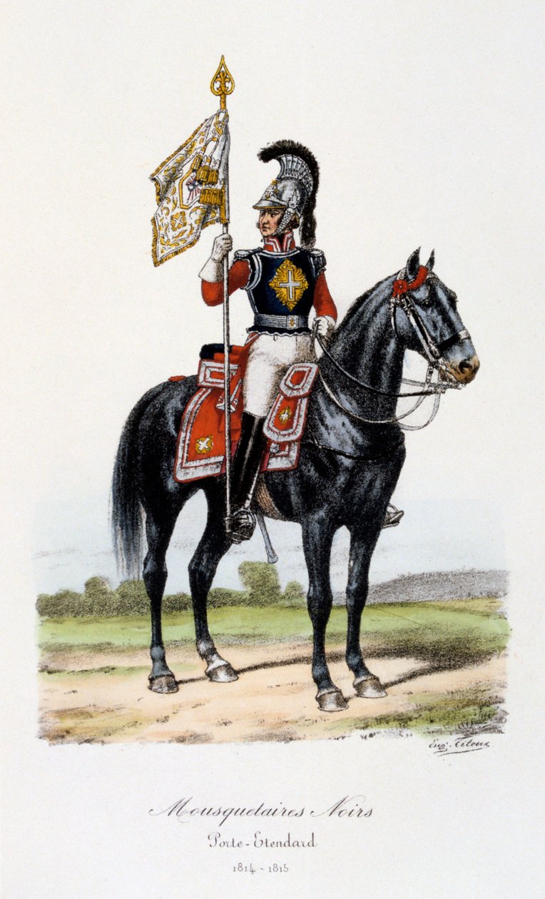 Mousquetaires Noirs, Porte-drapeau, 1814-15 - Eugene Titeux