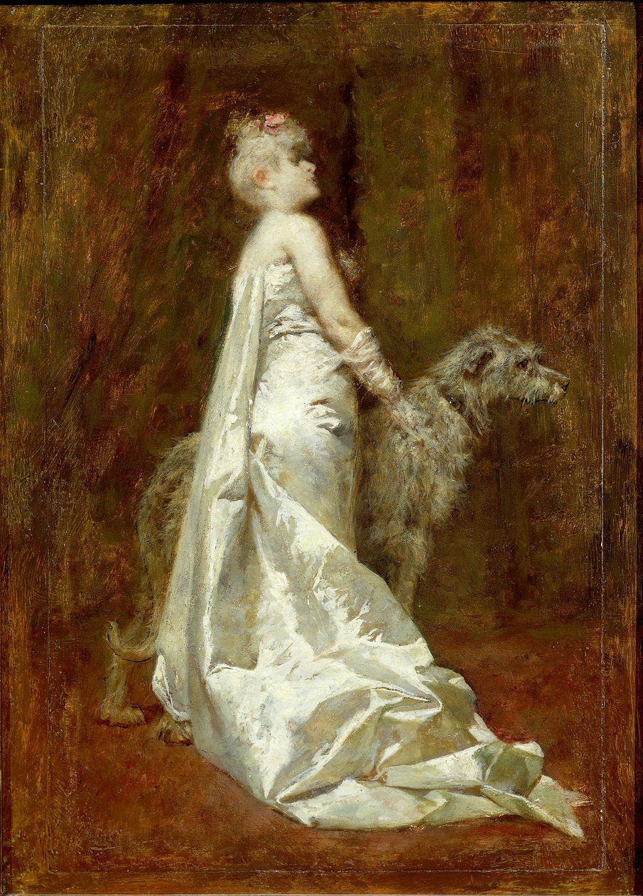 Robe blanche et chien par Eugenio Scomparini - Eugenio Scomparini