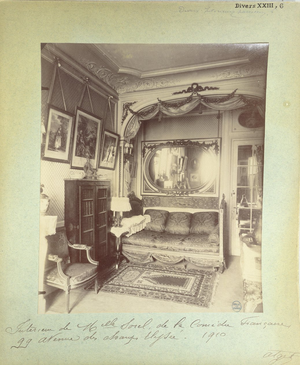 Intérieur de la maison de Cécile Sorel au 99 Avenue des Champs-Élysées, 1910 - Eugène Atget