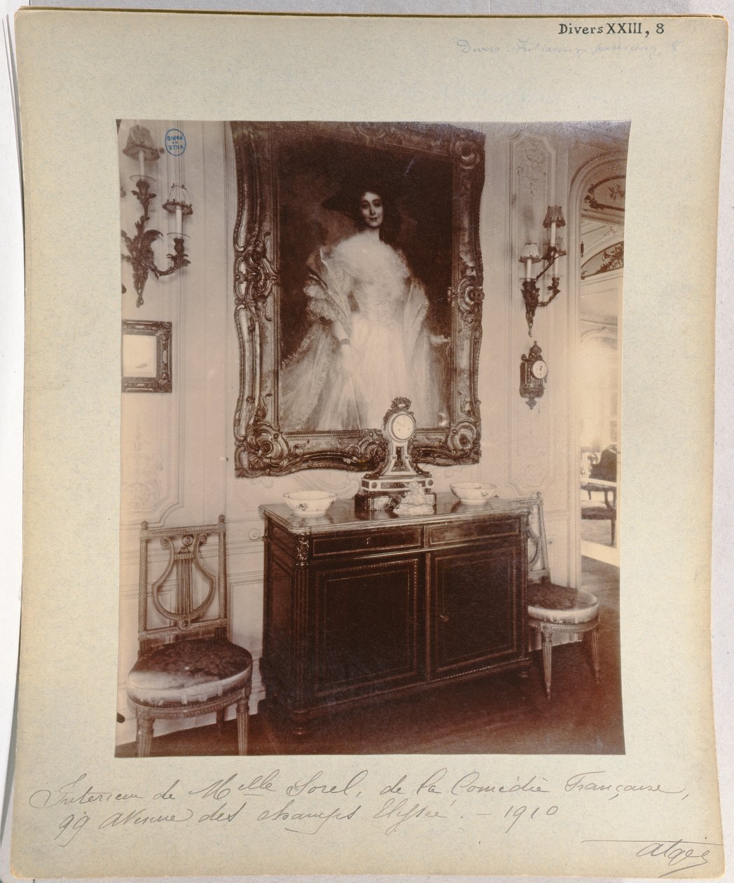 Intérieur de la maison de Cécile Sorel au 99 Avenue des Champs-Élysées, 1910 - Eugène Atget
