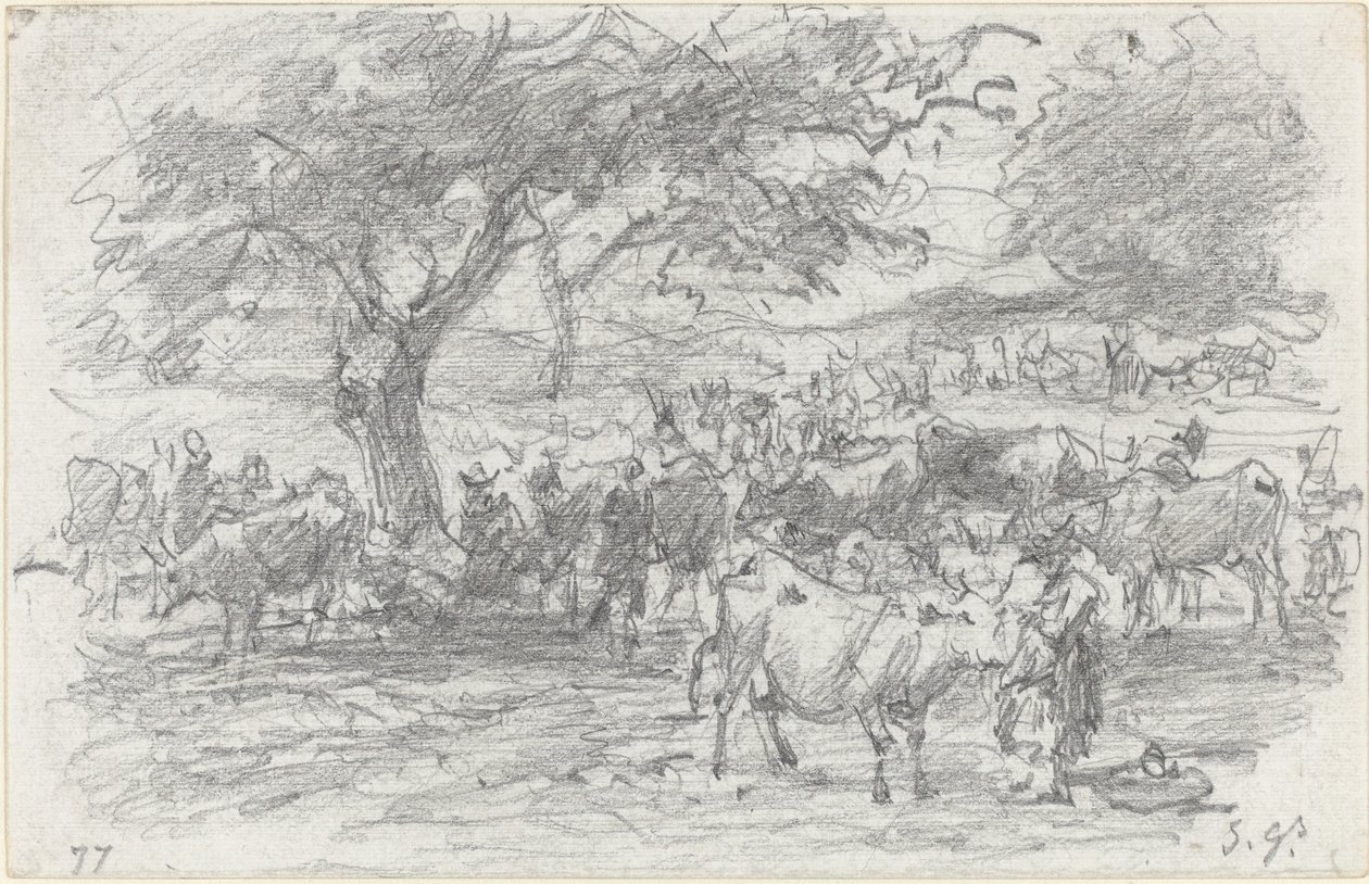 Bergers et bétail - Eugène Boudin