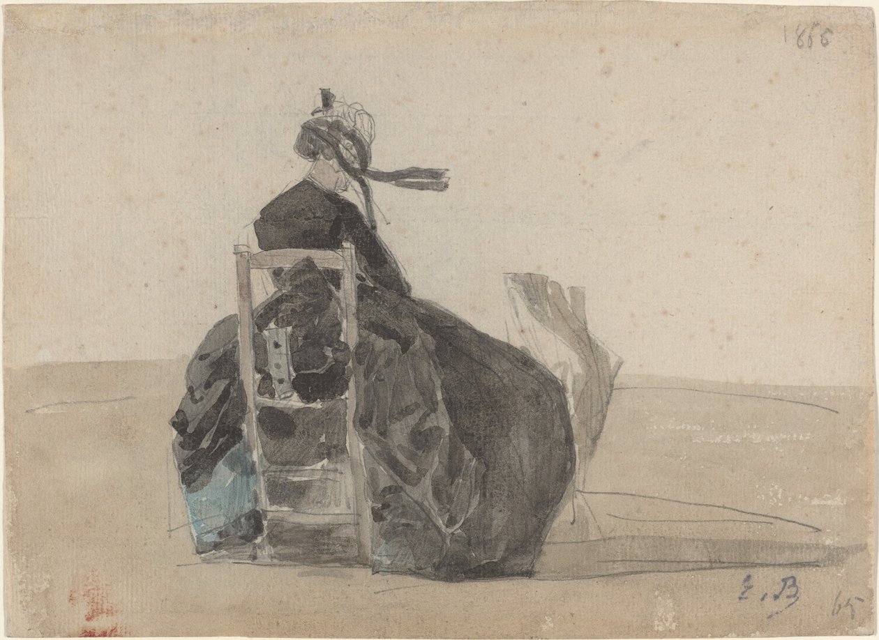 Dame assise en noir, Trouville - Eugène Boudin