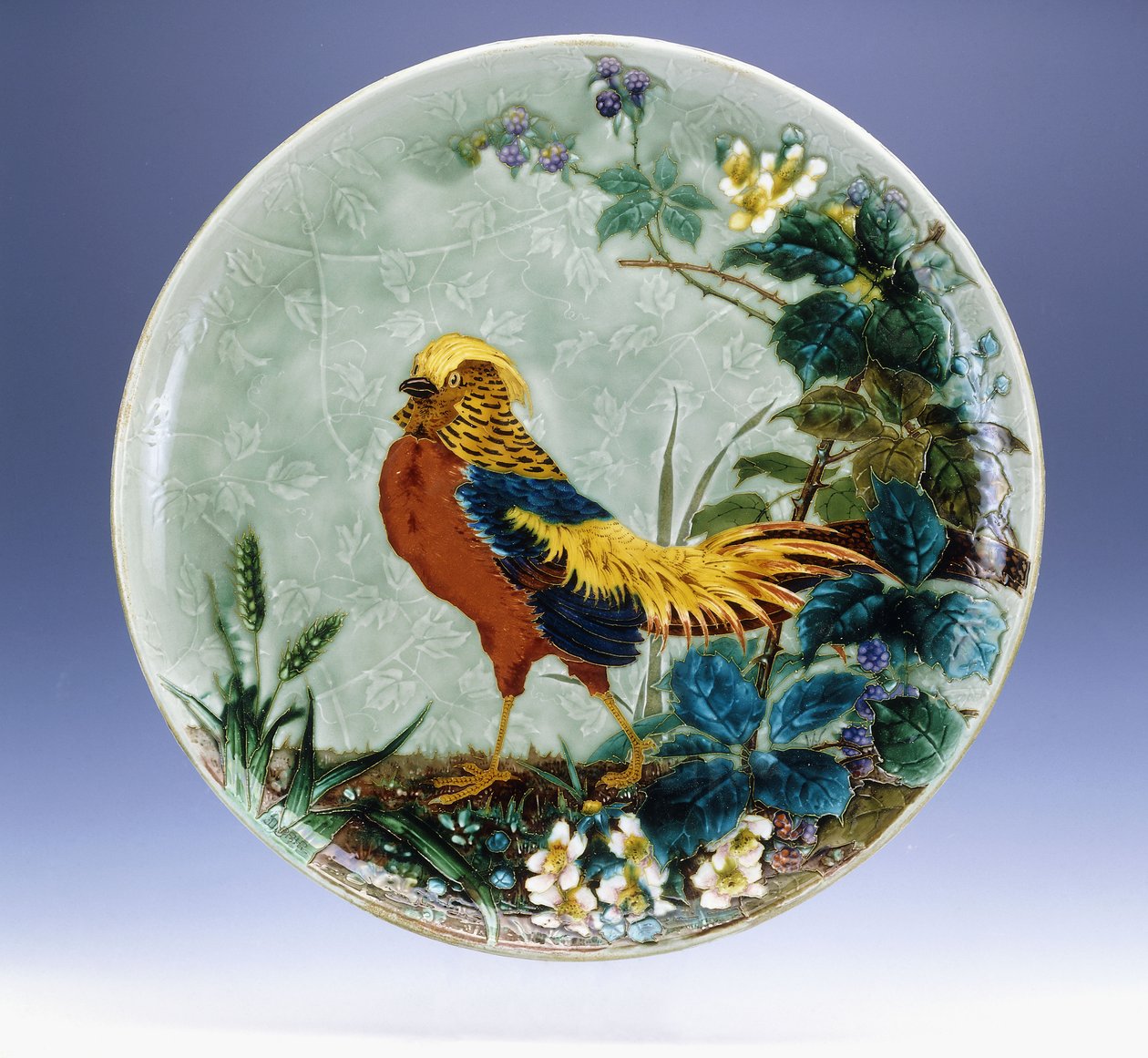 Grand plat en faïence émaillée d