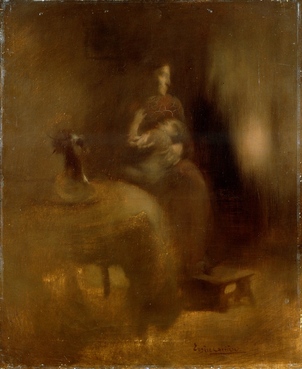 Femme avec un bébé sur ses genoux, années 1890 - Eugène Carrière