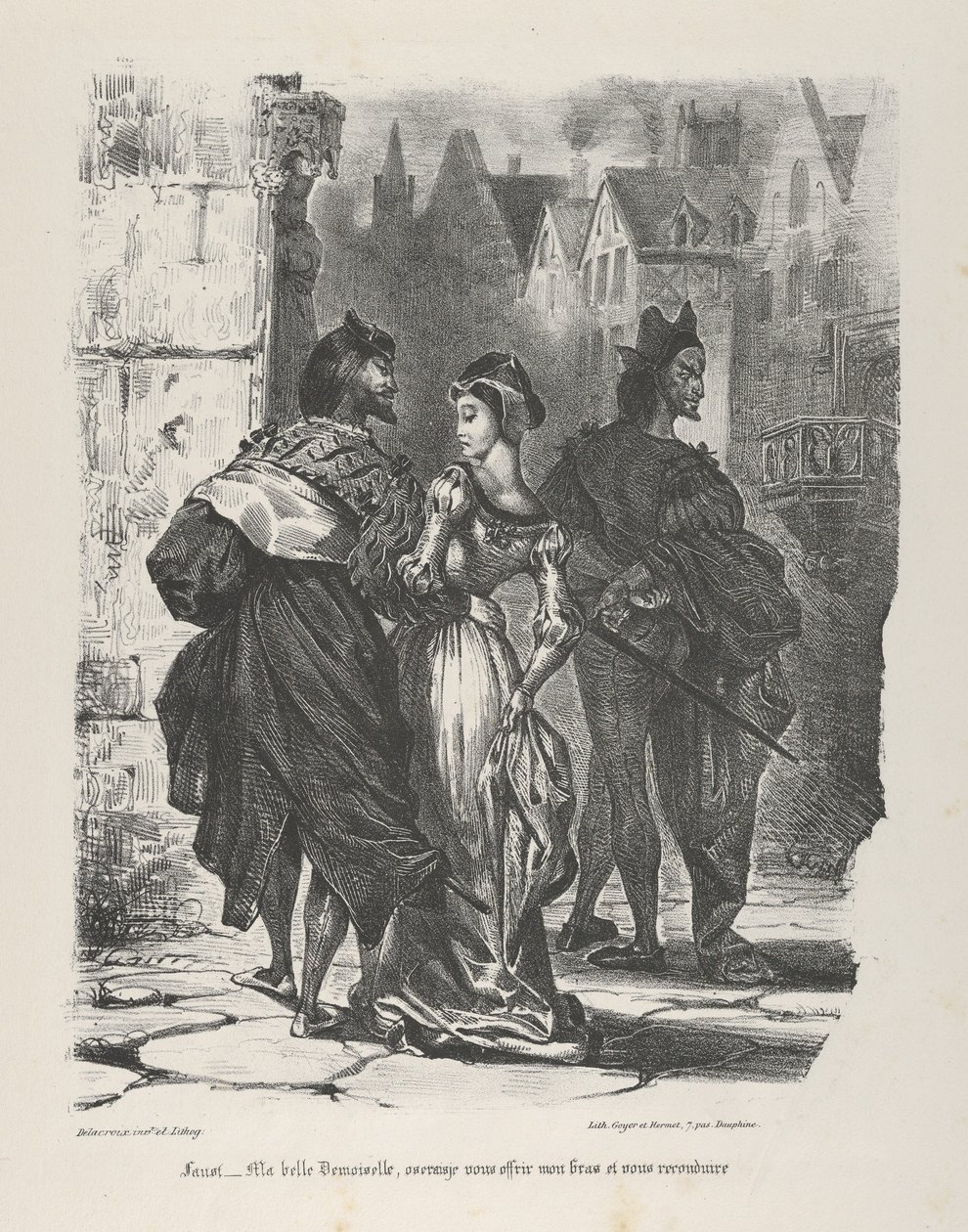 Faust essayant de séduire Marguerite, Goethe, Faust - Eugène Delacroix