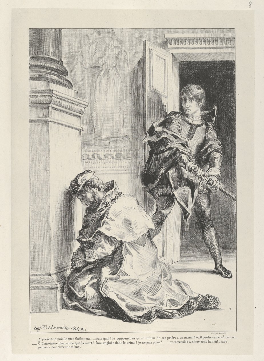 Hamlet tente de tuer le roi - Eugène Delacroix